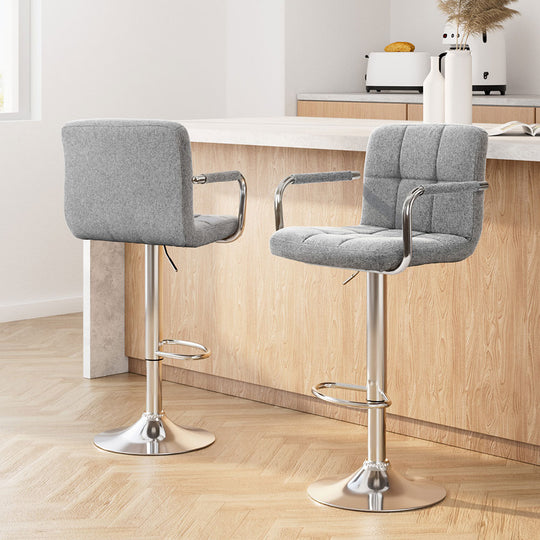 2x Bar Stools Kitchen Bar Stool Chair Gas Lift Swivel Fabric