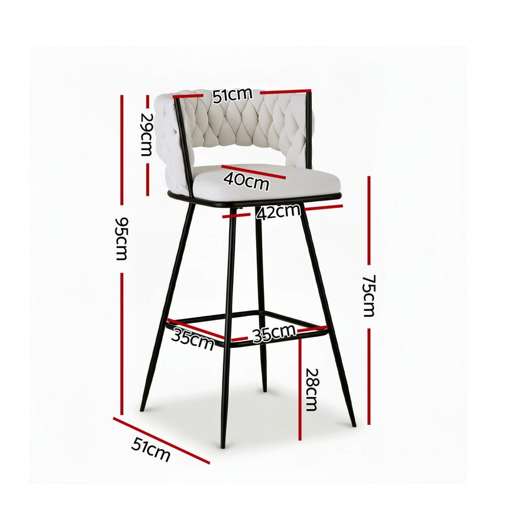 Velvet Bar Stools With Cushioning 51x51x95cm