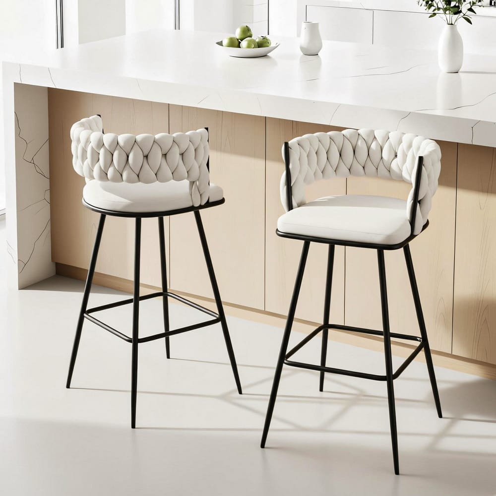 Velvet Bar Stools With Cushioning 51x51x95cm