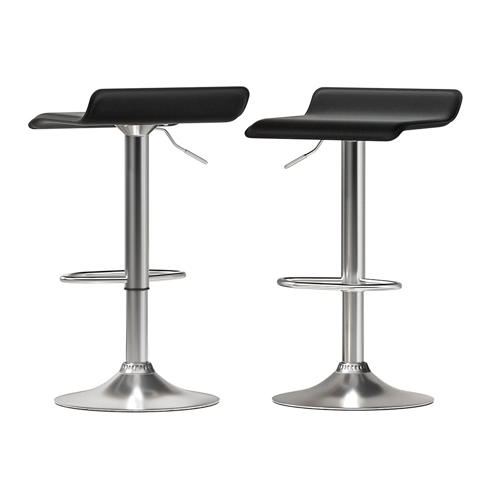 Modern Black/White Leather Bar Stools Set for Kitchen and Dining (x2)