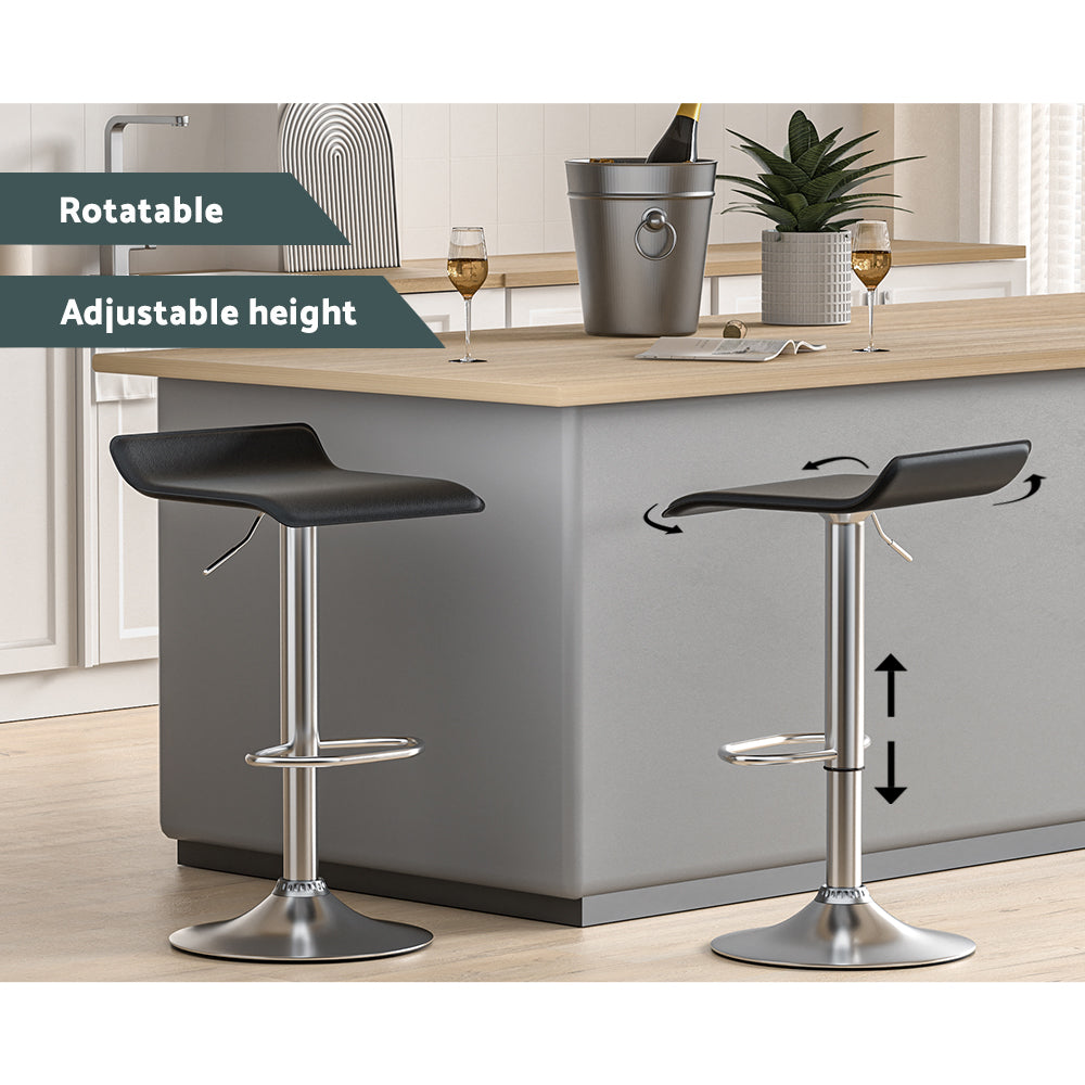Modern Black/White Leather Bar Stools Set for Kitchen and Dining (x2)
