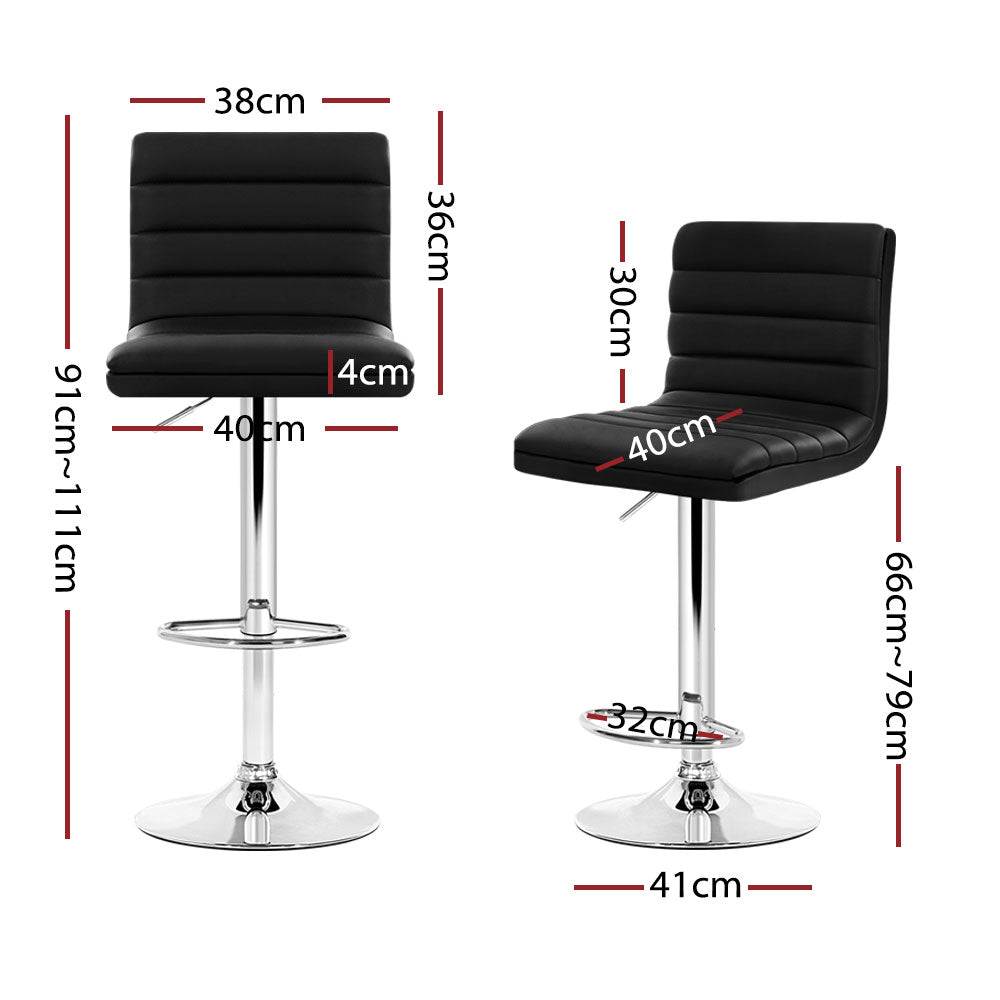 set of 4 PU Leather Bar Stools ARNE Swivel Bar Stool Kitchen Chairs Black Gas Lift