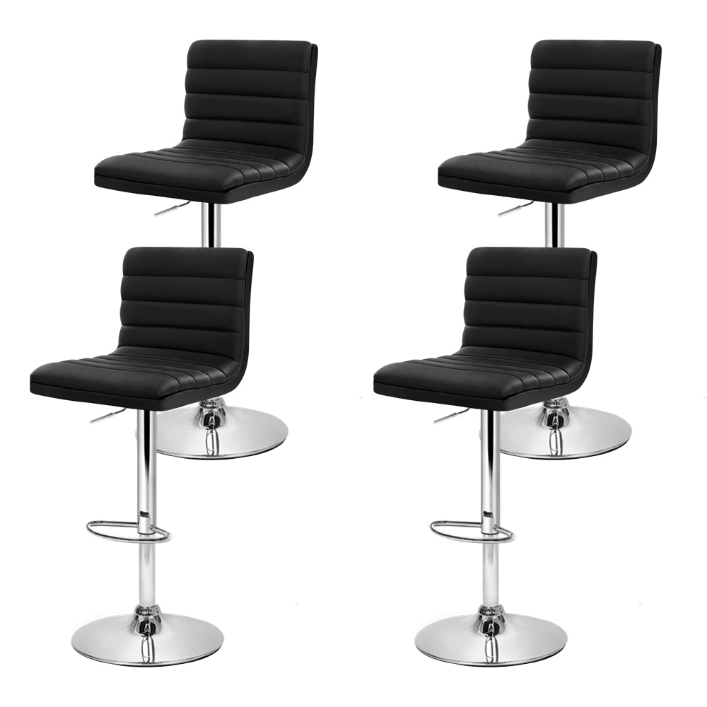 set of 4 PU Leather Bar Stools ARNE Swivel Bar Stool Kitchen Chairs Black Gas Lift