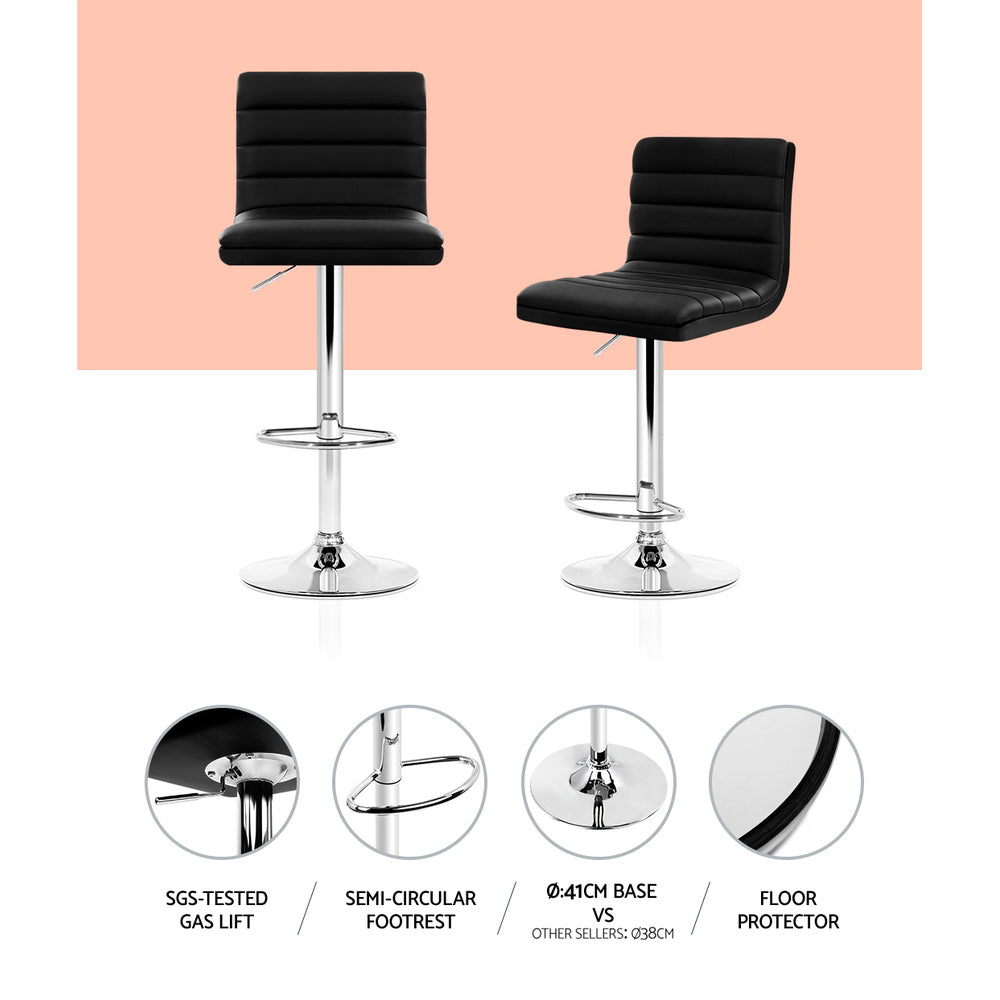 set of 4 PU Leather Bar Stools ARNE Swivel Bar Stool Kitchen Chairs Black Gas Lift