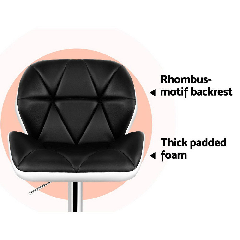 2x Kitchen Bar Stools Swivel Bar Stool Chairs Leather Gas Lift Black