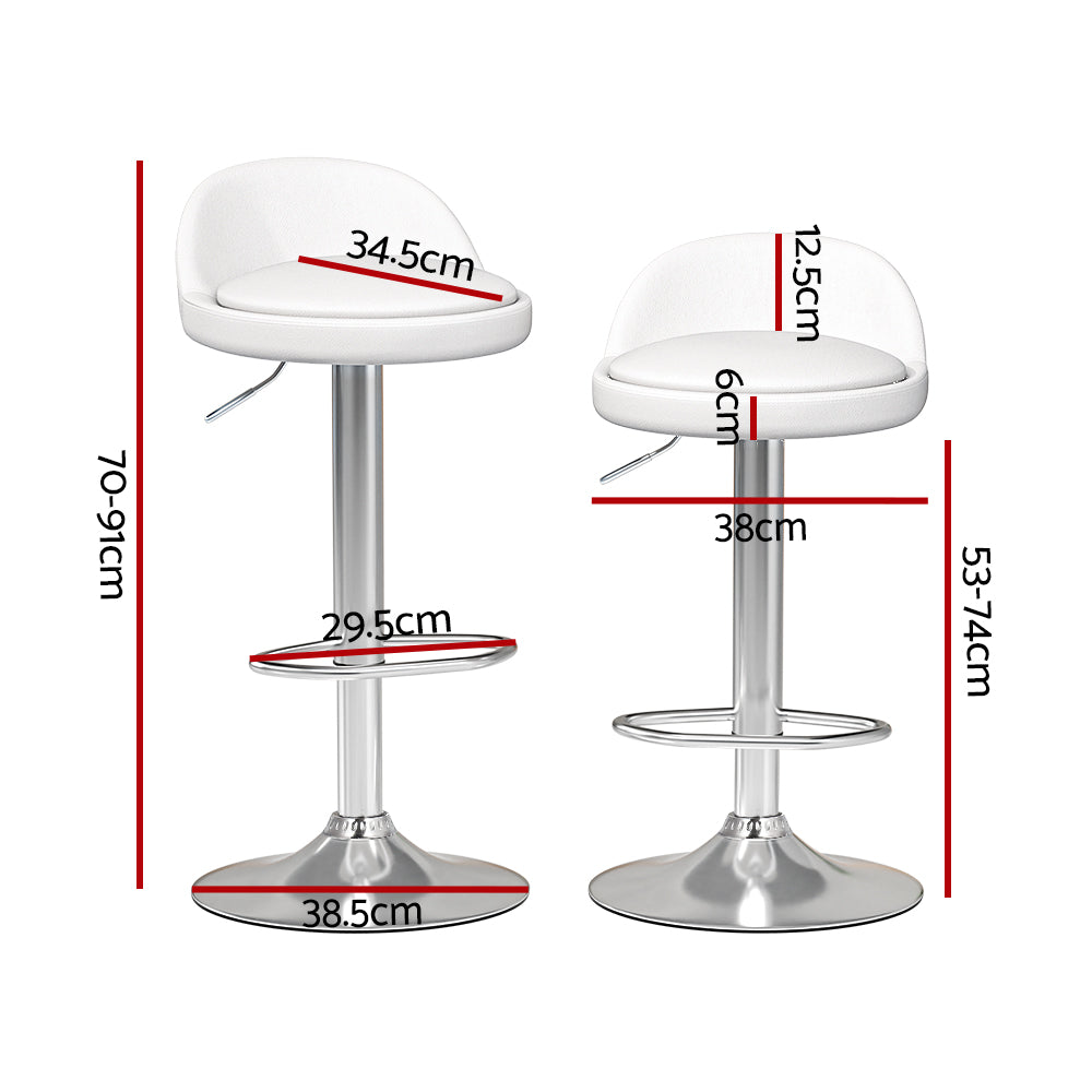2x Bar Stools PU Leather Gas Lift Black