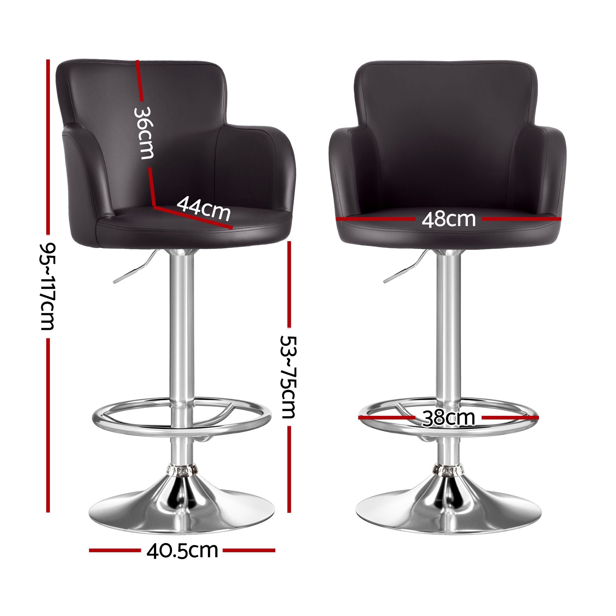 Swivel Bar Stools Set 4 Gas Lift PU Leather | Simpledeals