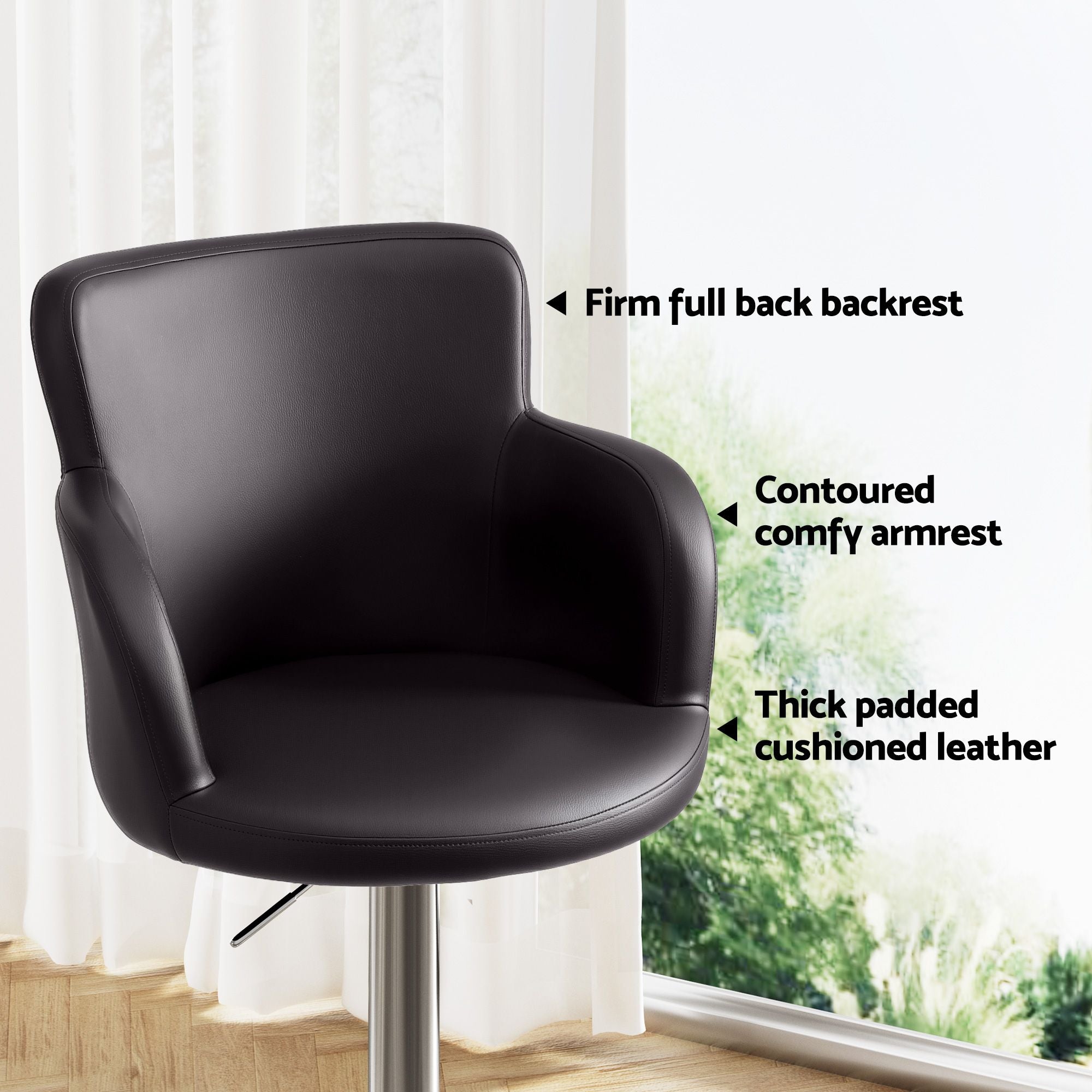 Swivel Bar Stools Set 4 Gas Lift PU Leather | Simpledeals