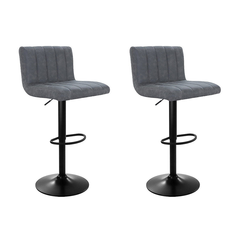 2x Kitchen Bar Stools Swivel Vintage Bar Stool Leather Gas Lift Chairs