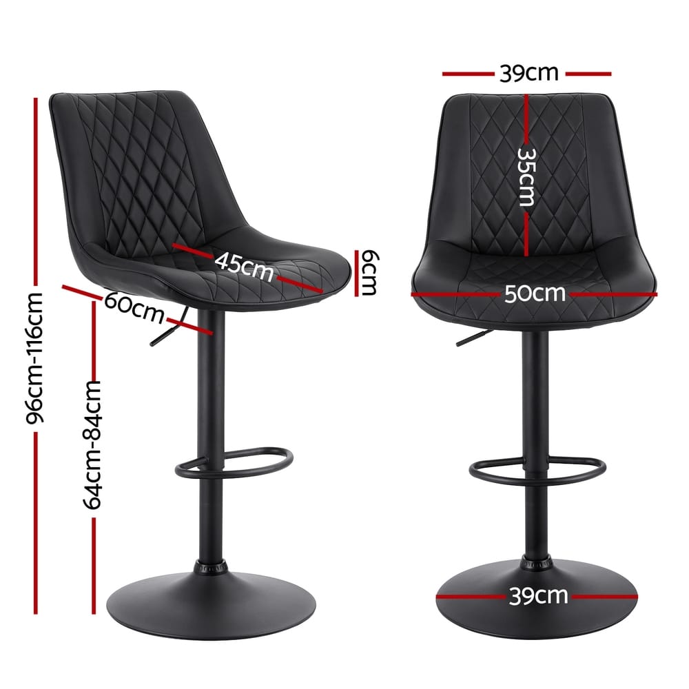 Swivel Bar Stools Black Leather 50x60x96cm
