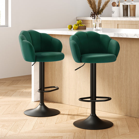 Set of 2 Bar Stools Kitchen Stool Swivel Chair Gas Lift