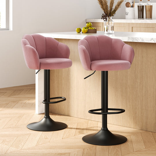 Velvet Bar Stools with Swivel & Adjustable Height
