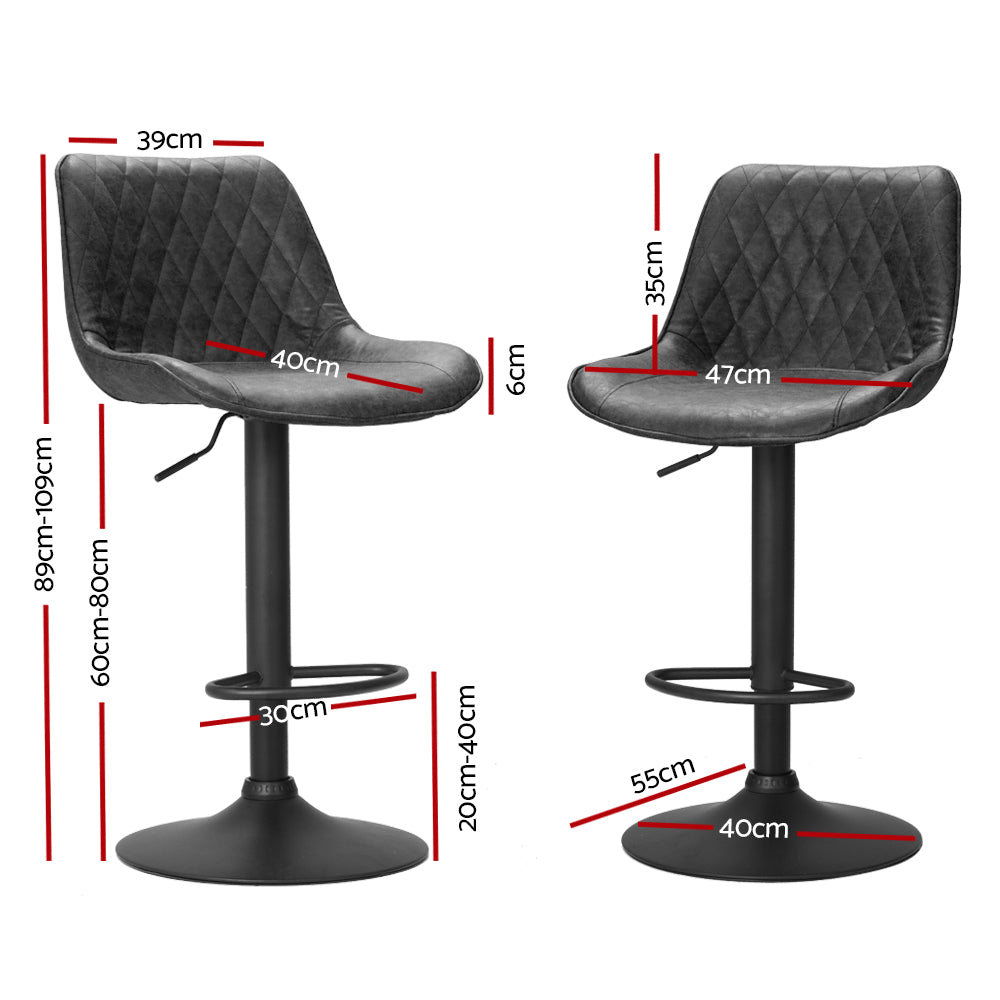 Set of 2 Bar Stools Kitchen Stool Chairs Metal Barstool Dining Chair Black