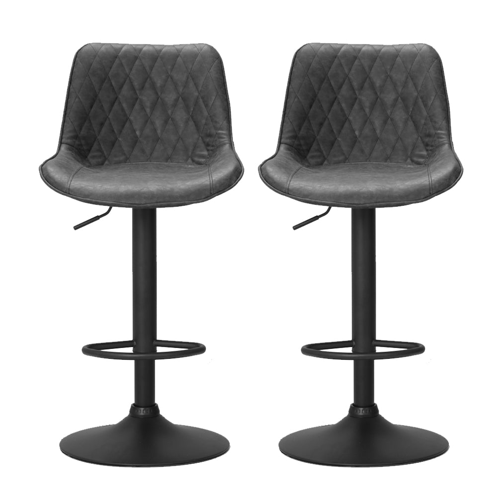 Set of 2 Bar Stools Kitchen Stool Chairs Metal Barstool Dining Chair Black