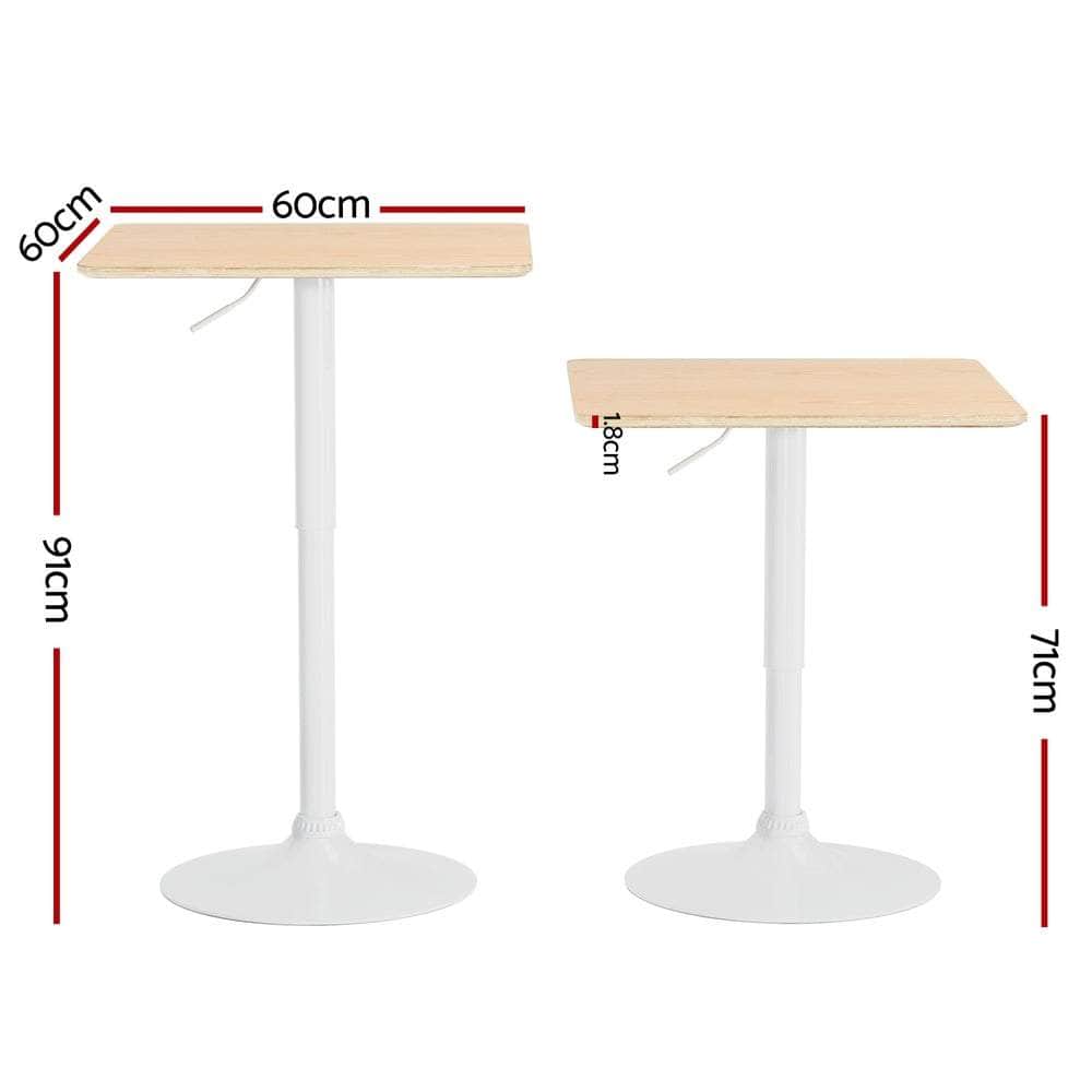 Bar Table Swivel Base Gas Lift Counter Dining Table Square Pine