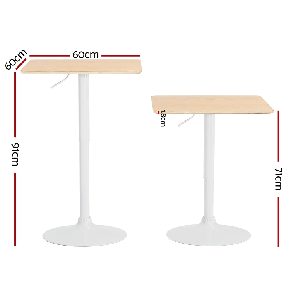 Bar Table Swivel Base Gas Lift Counter Dining Table Square Pine