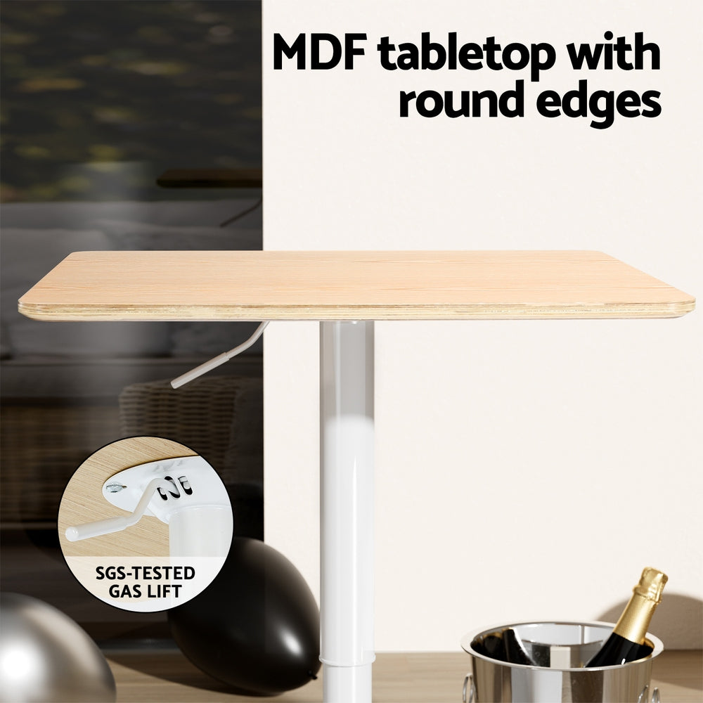 Bar Table Swivel Base Gas Lift Counter Dining Table Square Pine