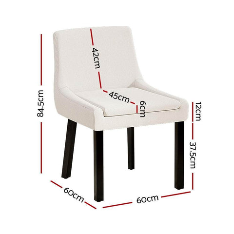 Dining Chairs Set Of 2 Corduroy Wooden Beige