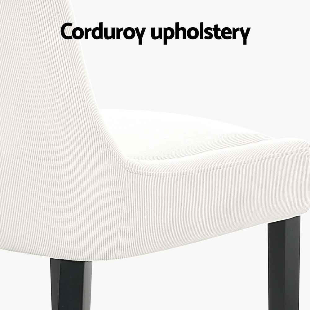 Set of 4 Beige Corduroy Dining Chairs – Stylish and Comfortable Seating
