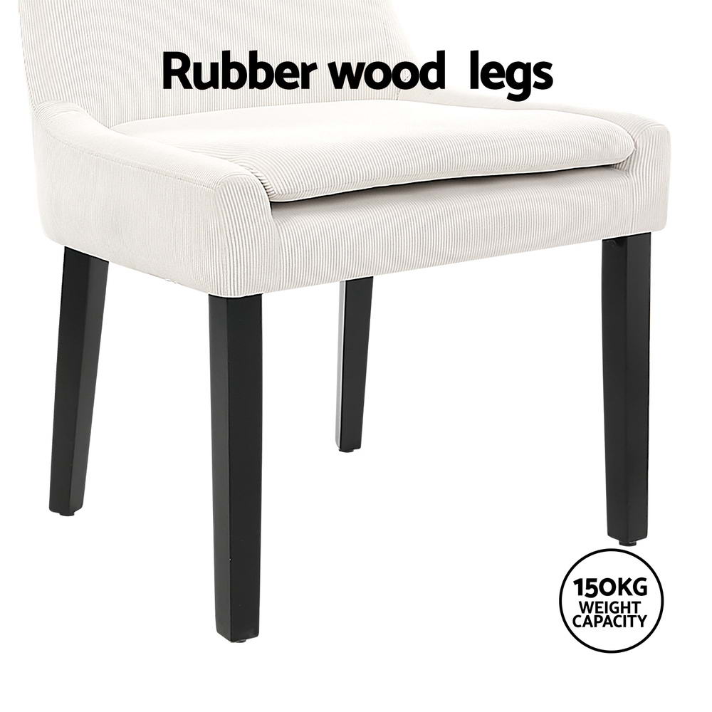 Set of 4 Beige Corduroy Dining Chairs – Stylish and Comfortable Seating