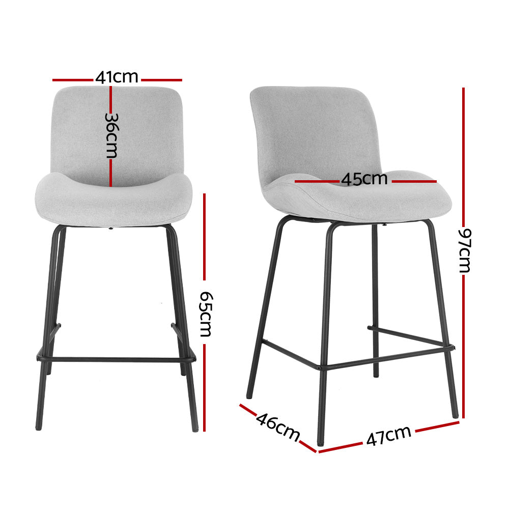 Fabric Elegance Meets Industrial Chic: Counter Dining Chairs x2 for Modern Kitchens