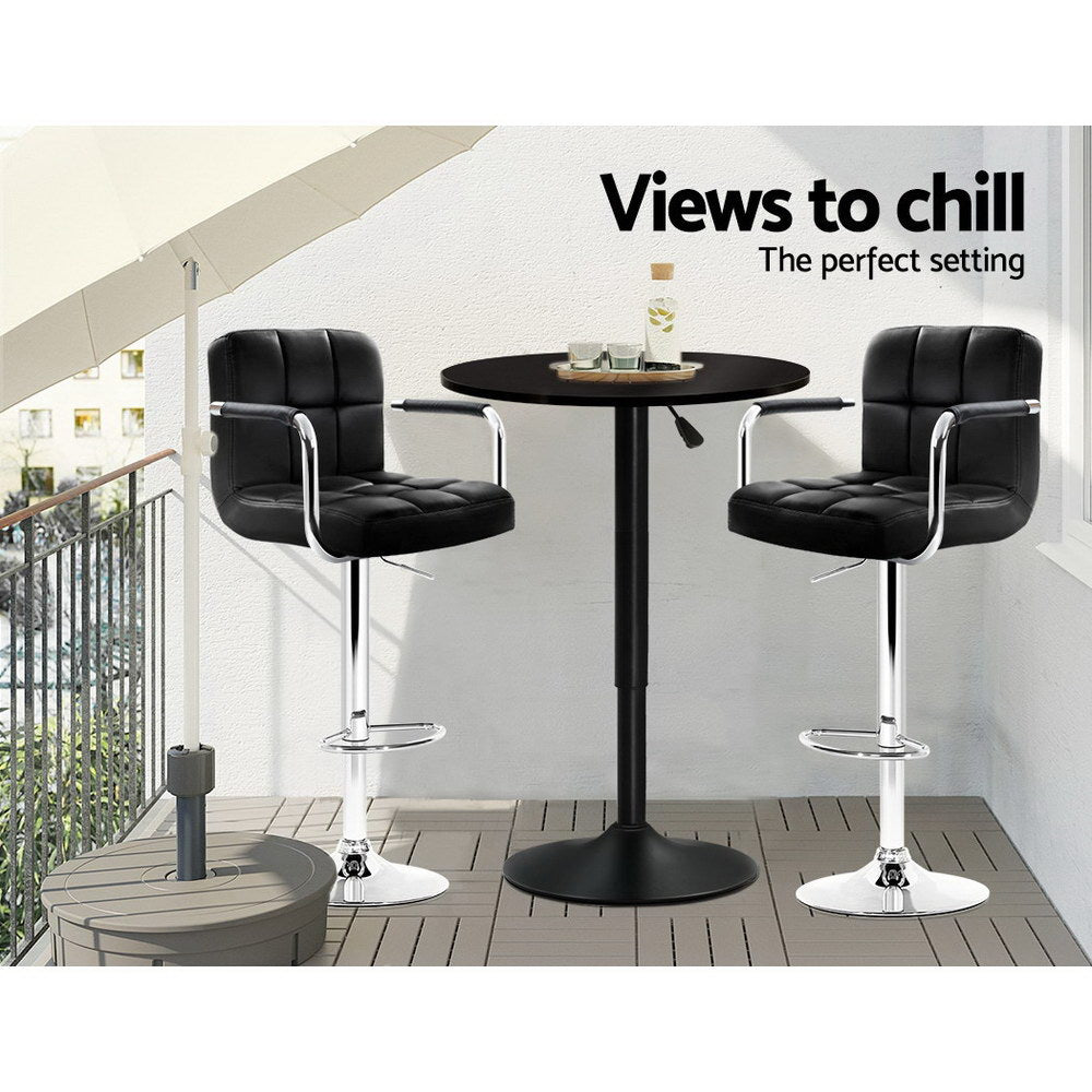 Bar Table Gas Lift Round Black