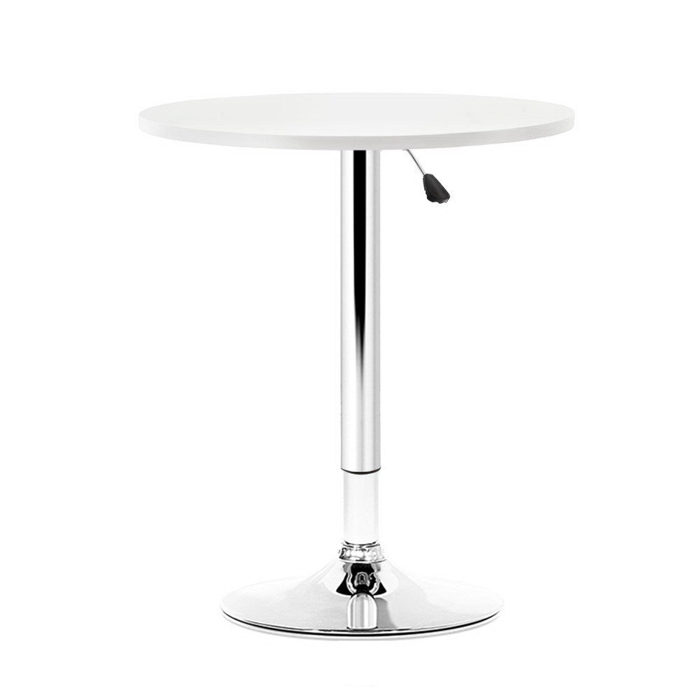 Round Bar Table White Gas Lift Height Adjustable Pub Table