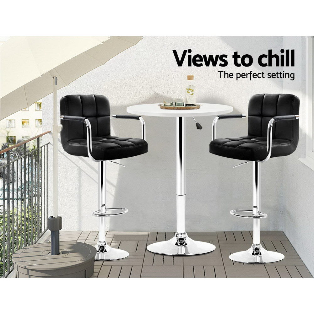 Round Bar Table White Gas Lift Height Adjustable Pub Table