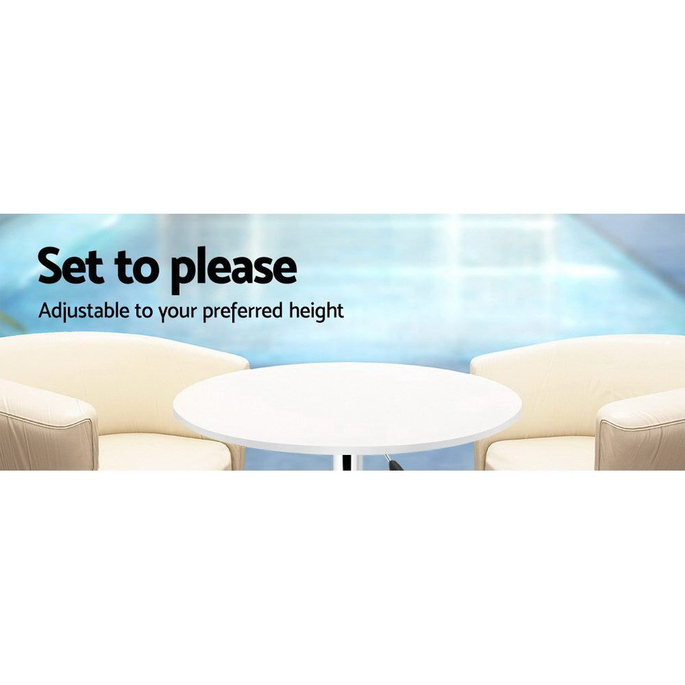 Round Bar Table White Gas Lift Height Adjustable Pub Table