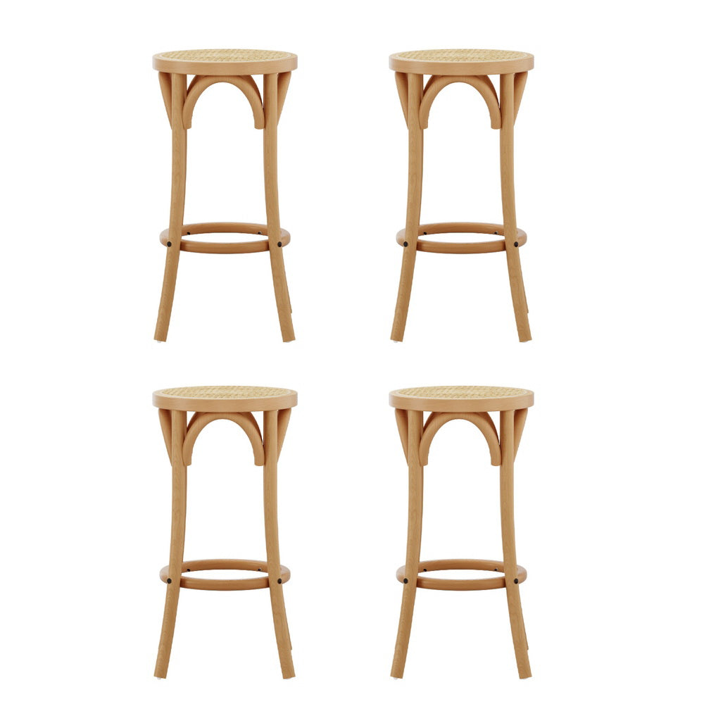 4X Bar Stoosl Rattan Seat Wooden