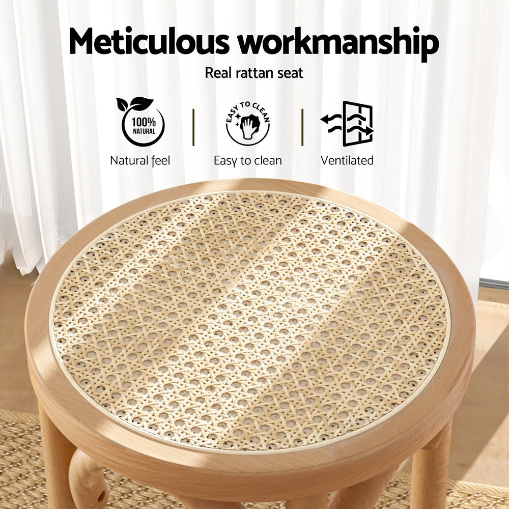 4X Bar Stoosl Rattan Seat Wooden