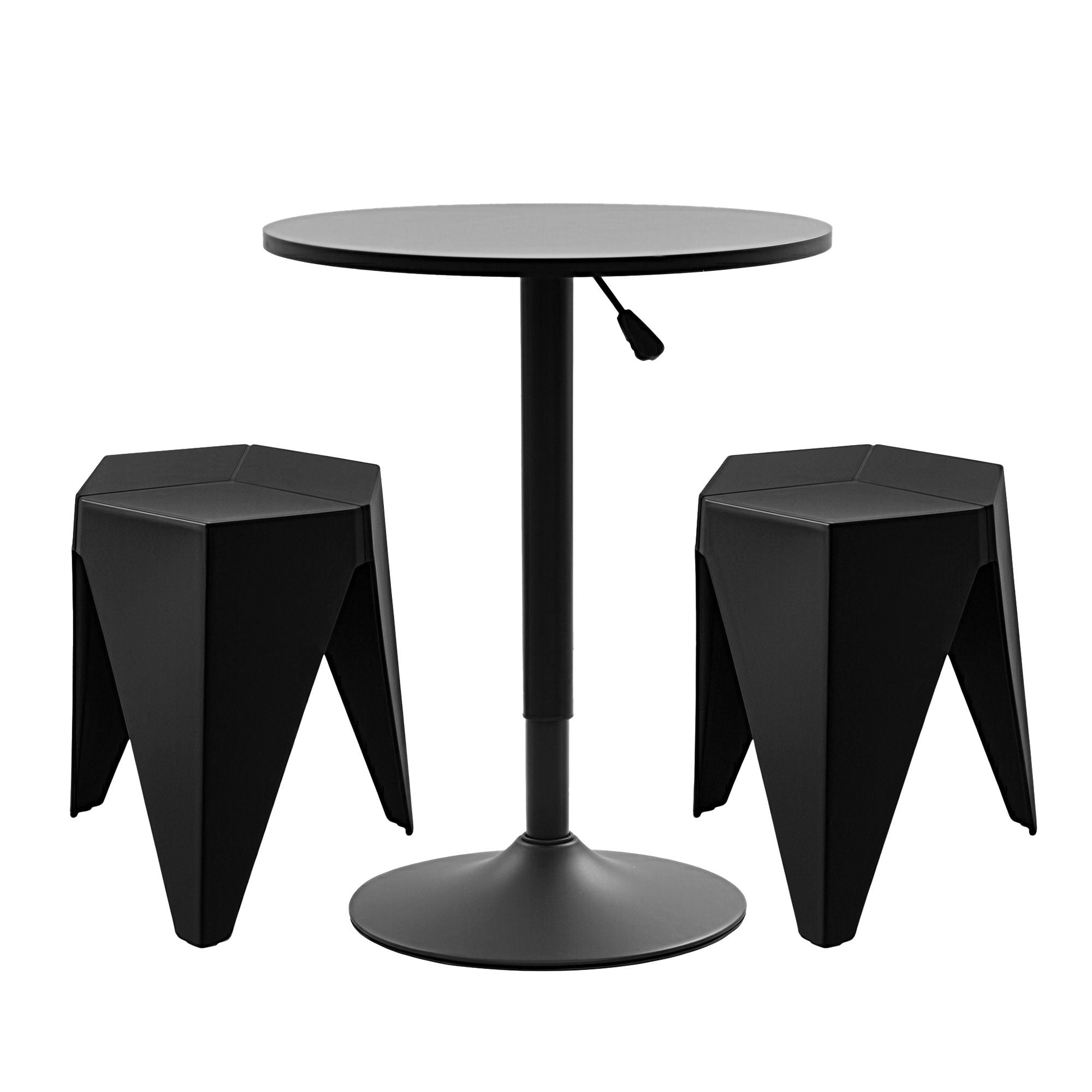 Bar Stools Table Set 3 Piece Black Cafe | Simpledeals
