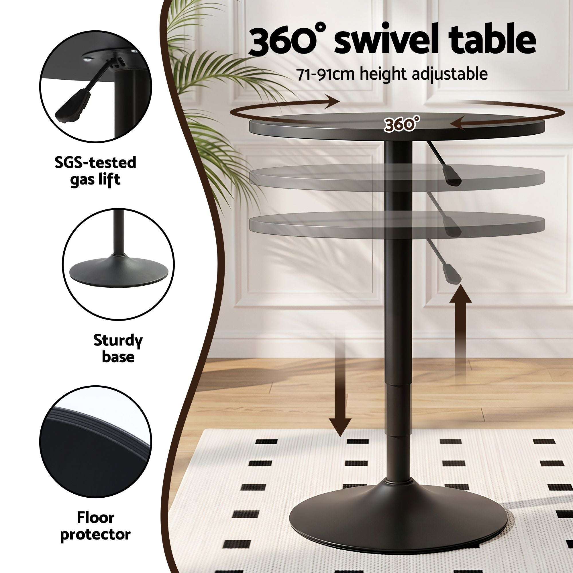 Bar Stools Table Set 3 Piece Black Cafe | Simpledeals
