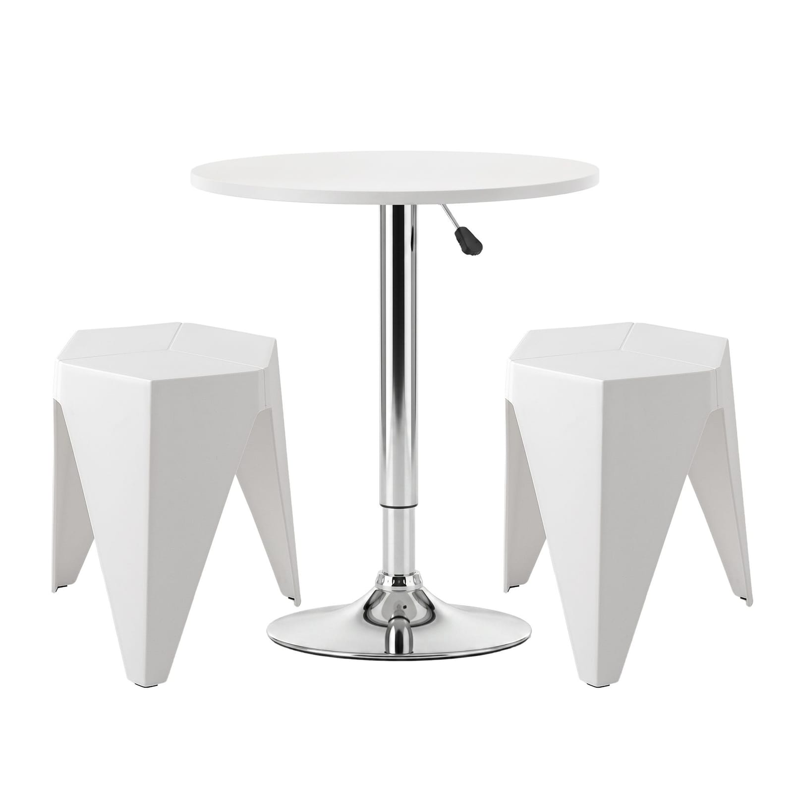 Bar Table Set White Marble 60x60x71cm
