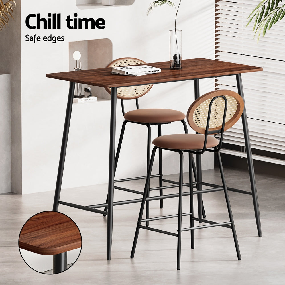 Bar Table Stools Set Dining Desk Industrial Kitchen Chairs Cafe Pub with Table & Bar Stools