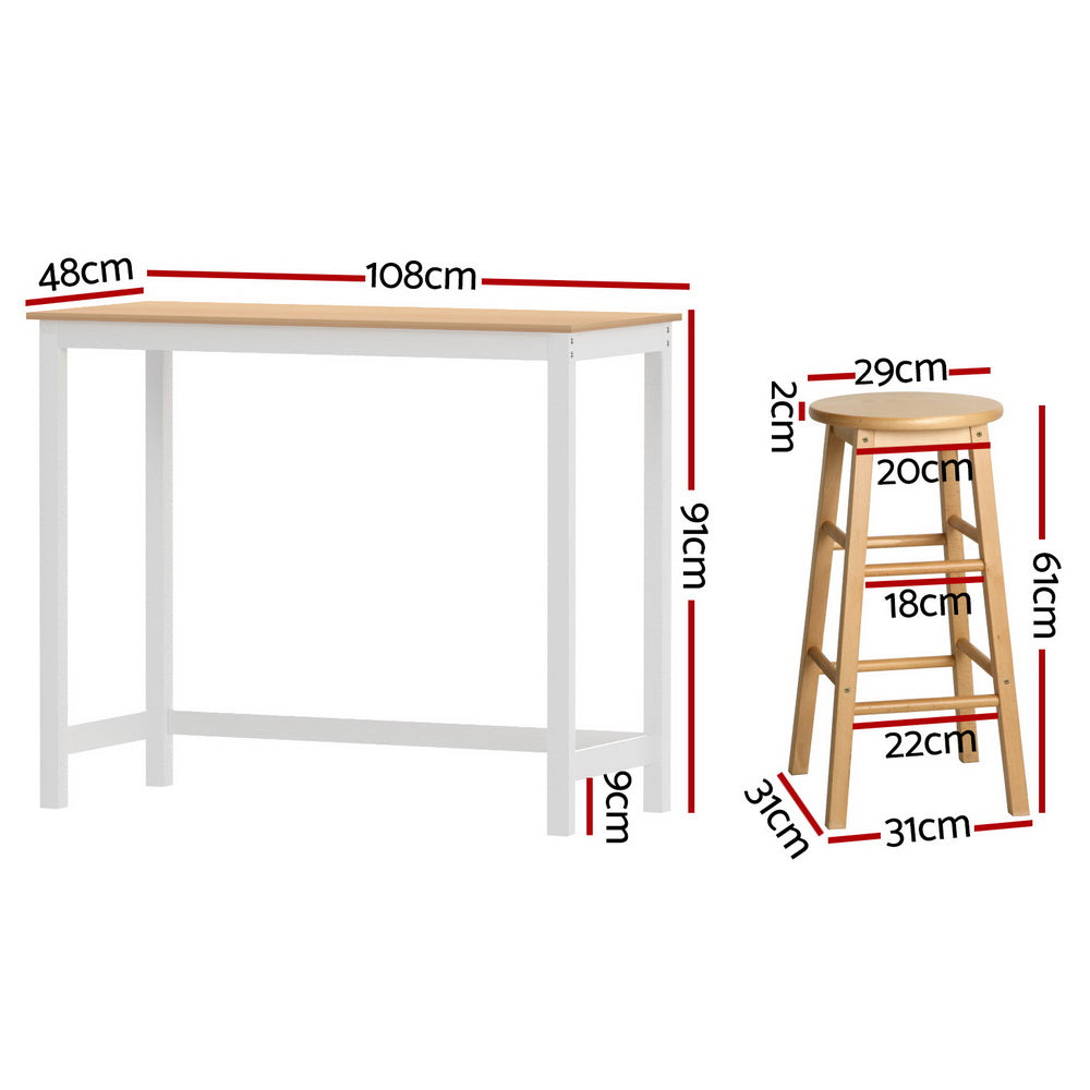 Bar Table and Stools Set Dining Desk Kitchen Chairs Cafe Pub | Table & Bar Stools