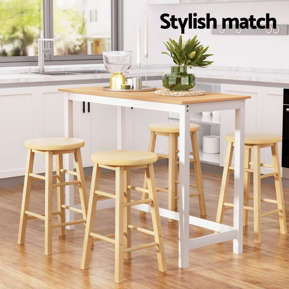 Bar Table and Stools Set Dining Desk Kitchen Chairs Cafe Pub with Table & Bar Stools