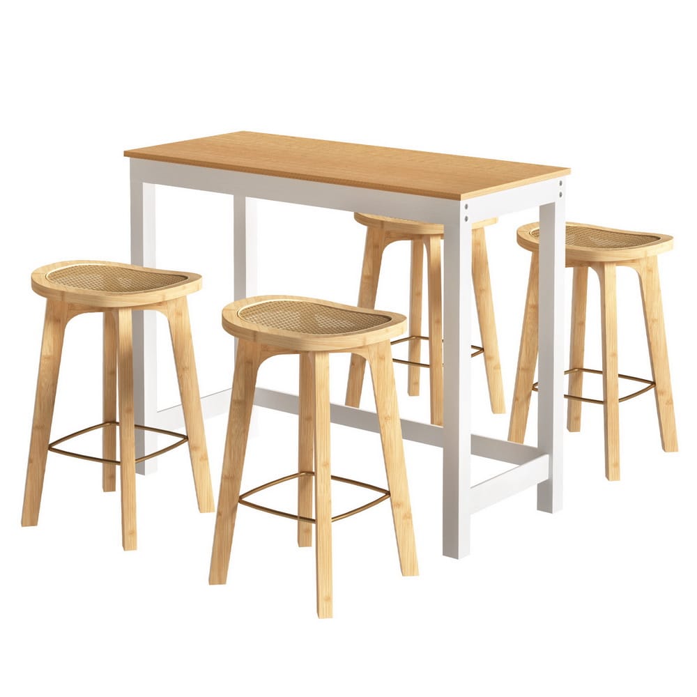 Bar Table And Stools Set Natural 108x48x91cm