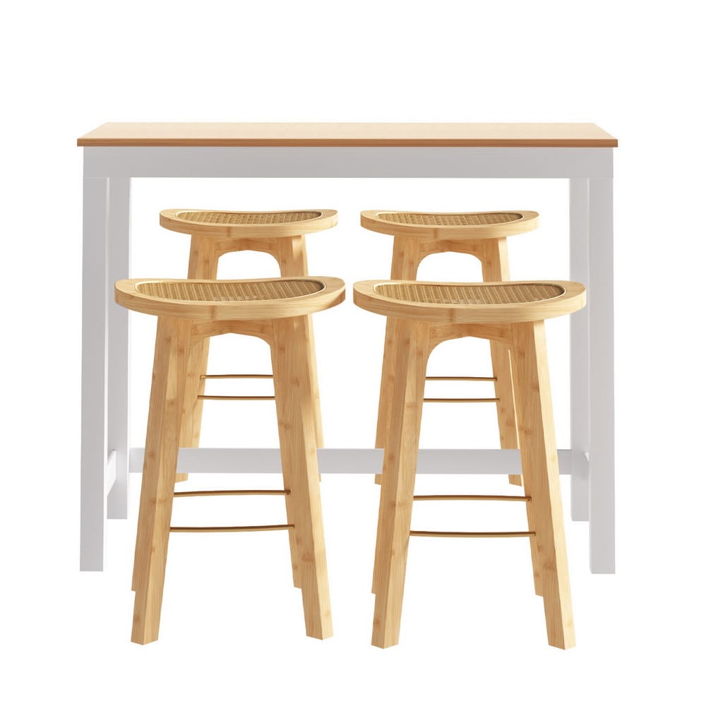 Bar Table And Stools Set Natural 108x48x91cm