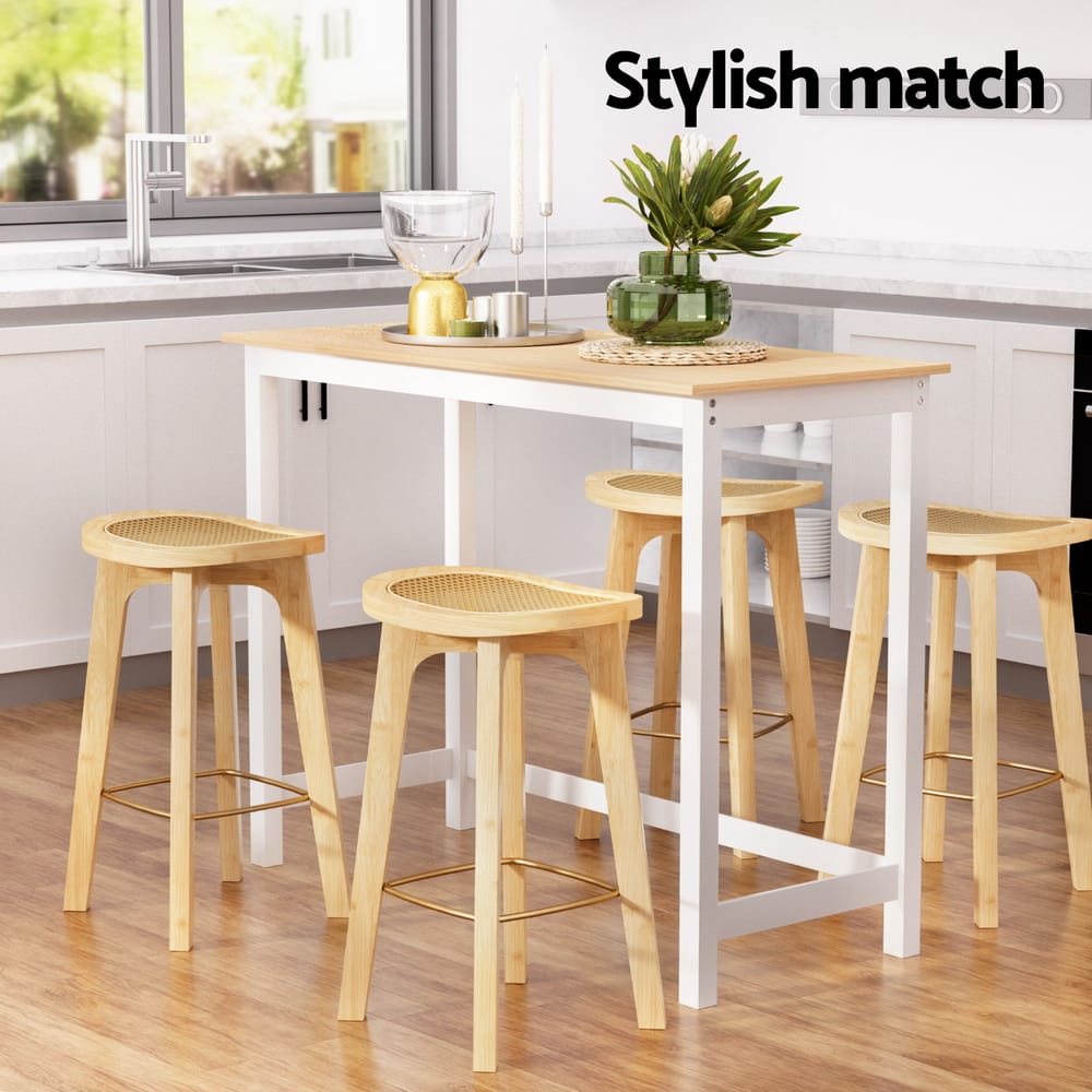 Bar Table And Stools Set Natural 108x48x91cm