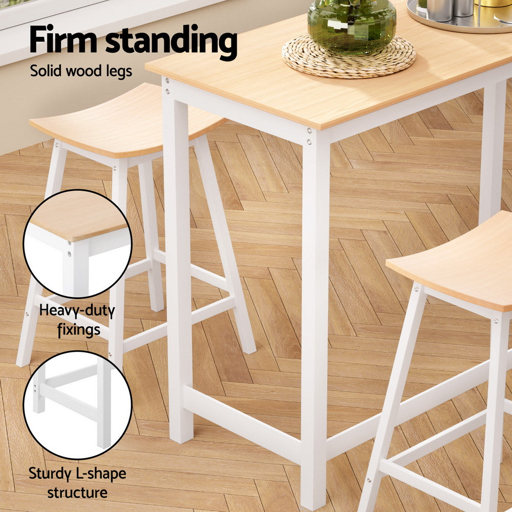 Bar Table and Stools Set Dining Desk Solid Wood Kitchen Chairs Cafe Pub