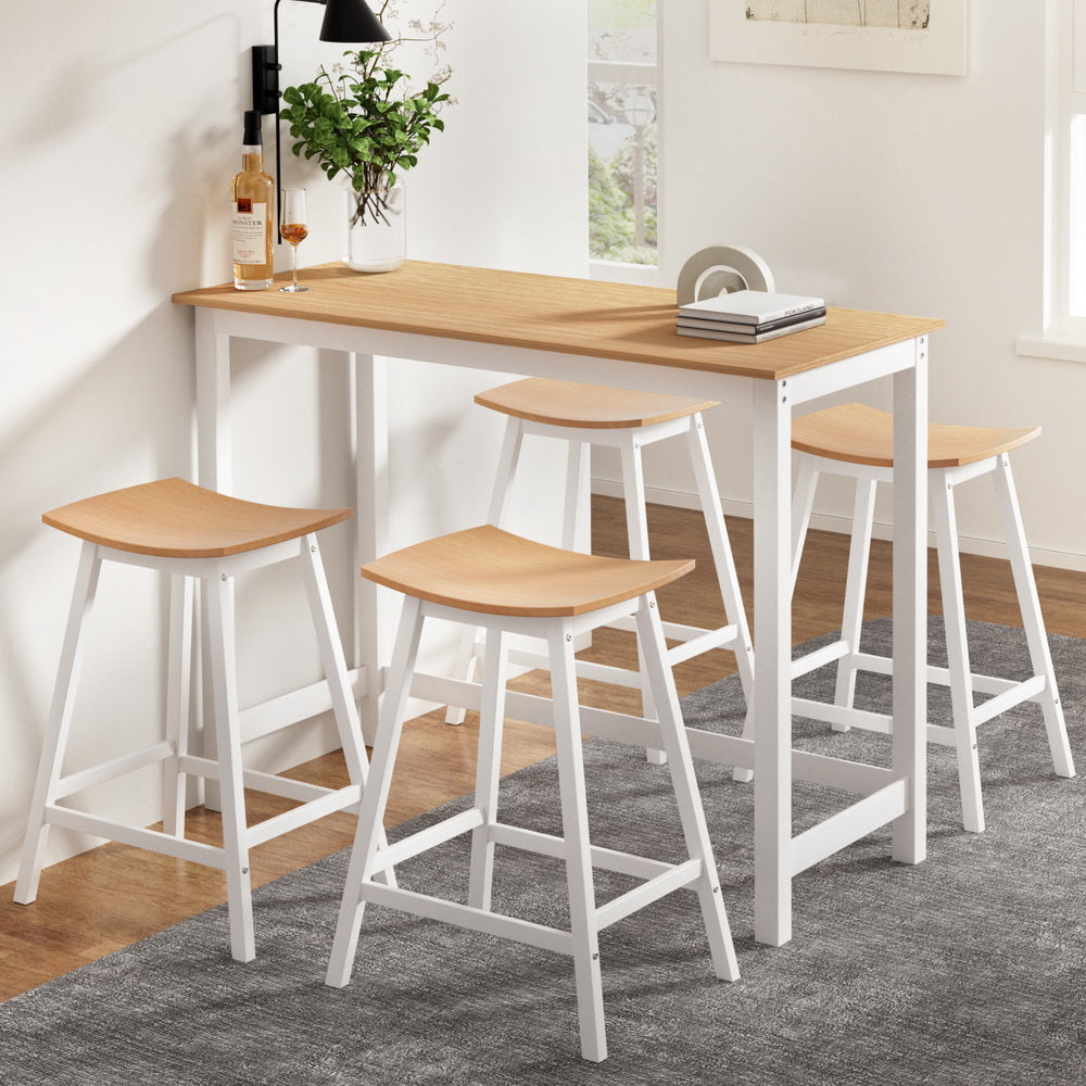 Bar Table and Stools Set Dining Desk Solid Wood Kitchen Chairs Cafe Pub