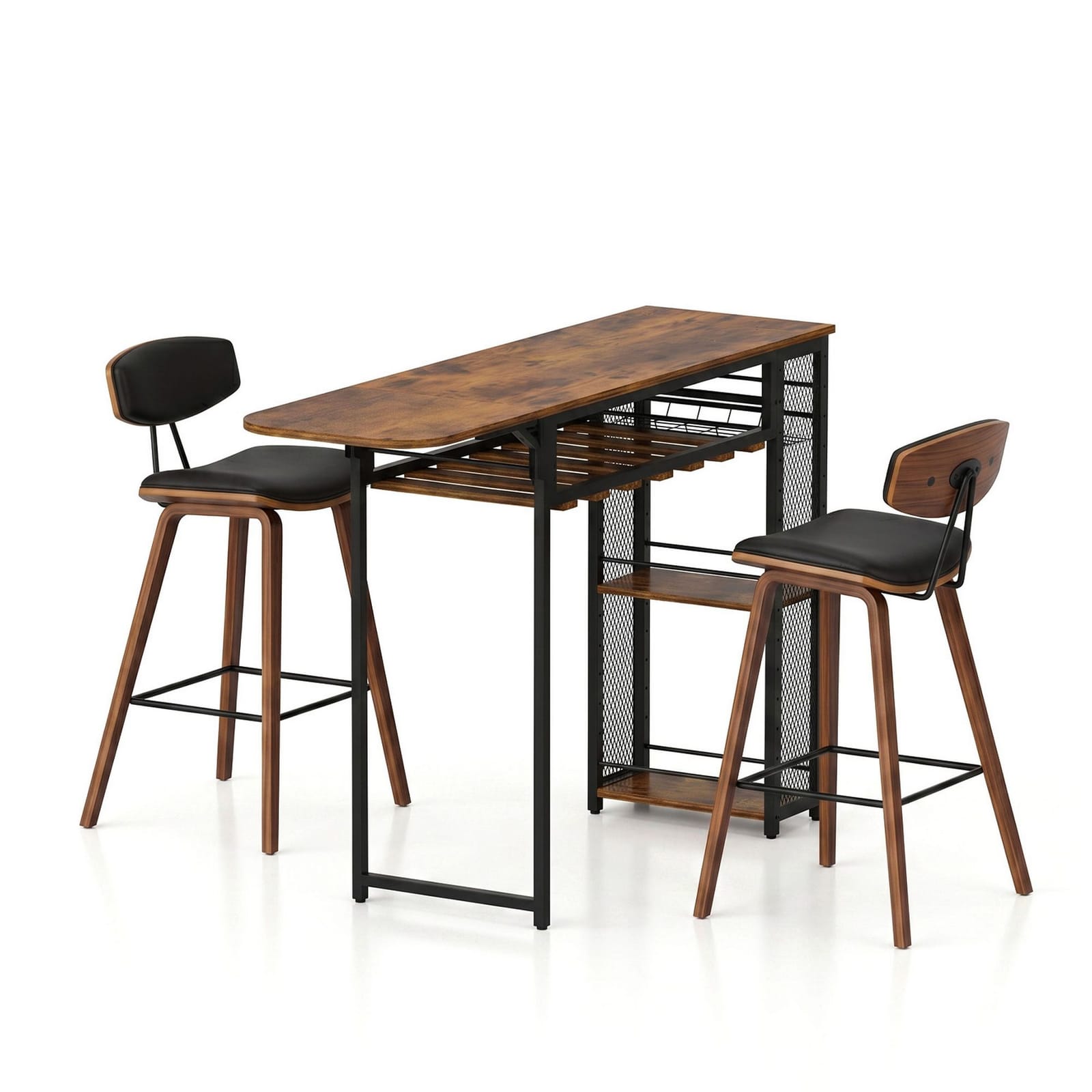 Bar Table Set Solid Wood 140x40x92cm