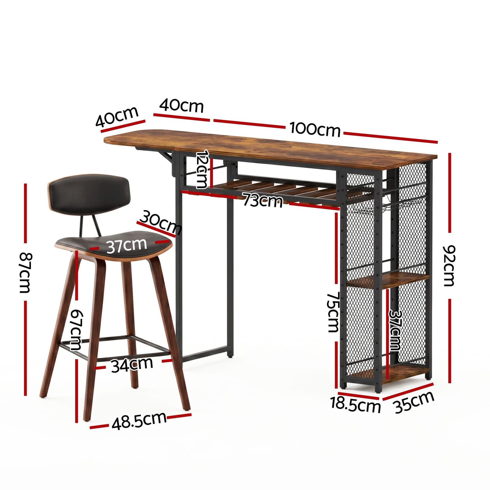 Bar Table Set Solid Wood 140x40x92cm