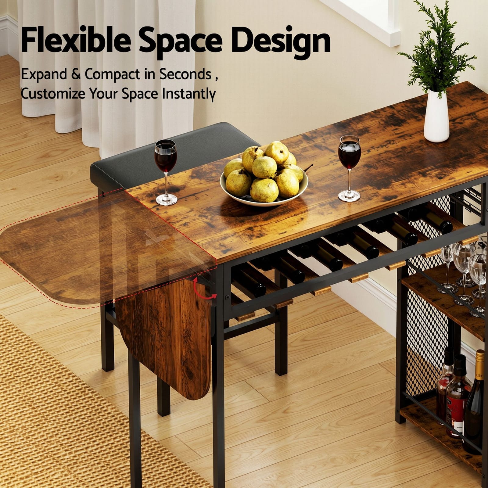 Bar Table Set Solid Wood 140x40x92cm