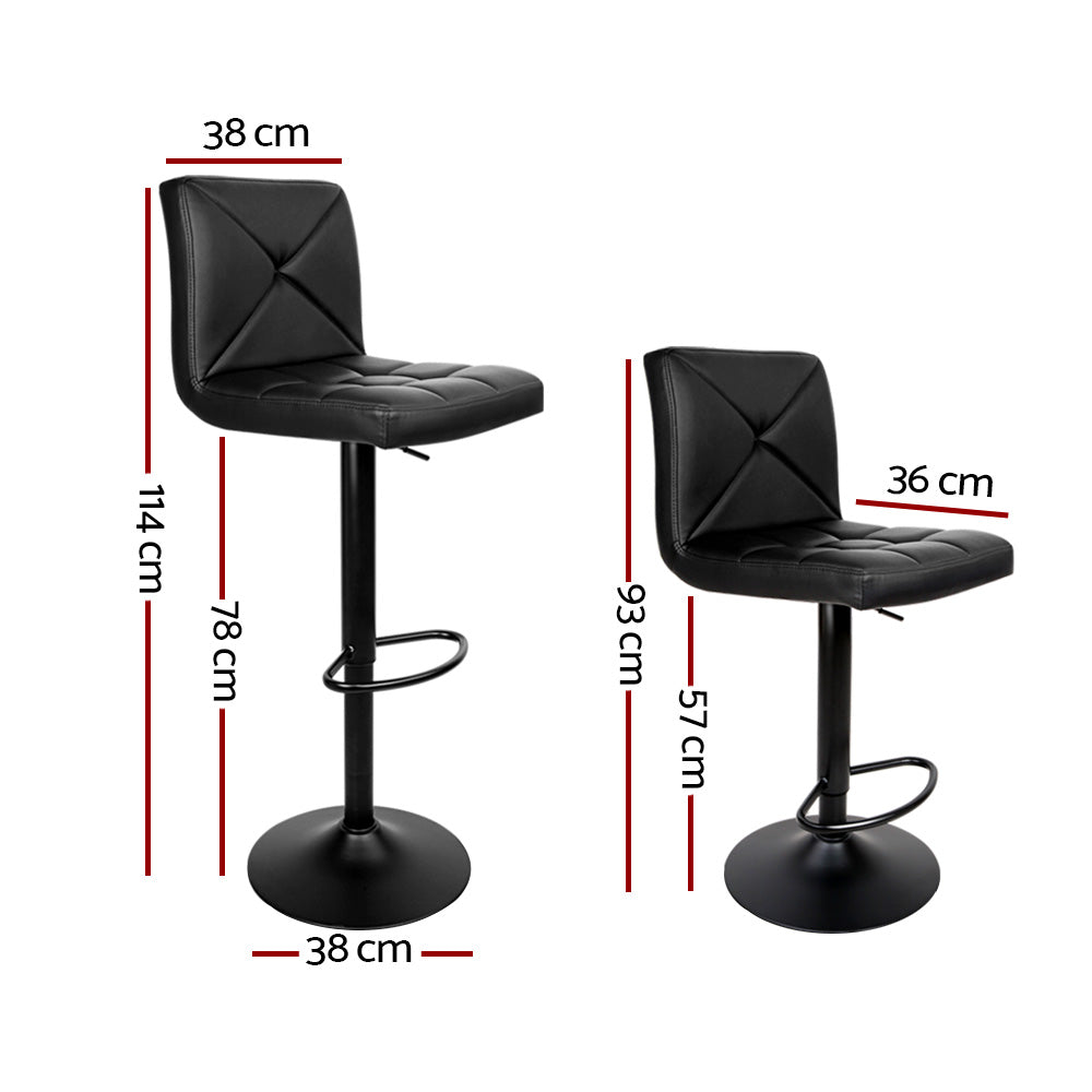 2X Bar Stools Kitchen Dining Chairs Gas Lift Stool Leather Black