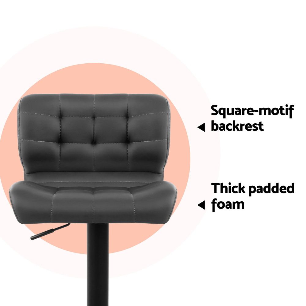 4X Bar Stools Gas Lift Leather Padded Grey | Massage Chairs