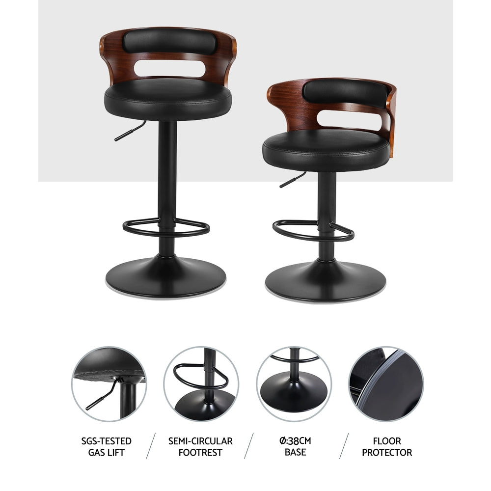 Modern Gas Lift Bar Stools Set of 2 Faux Leather Pub Chairs