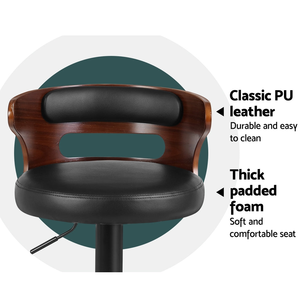 Modern Gas Lift Bar Stools Set of 2 Faux Leather Pub Chairs