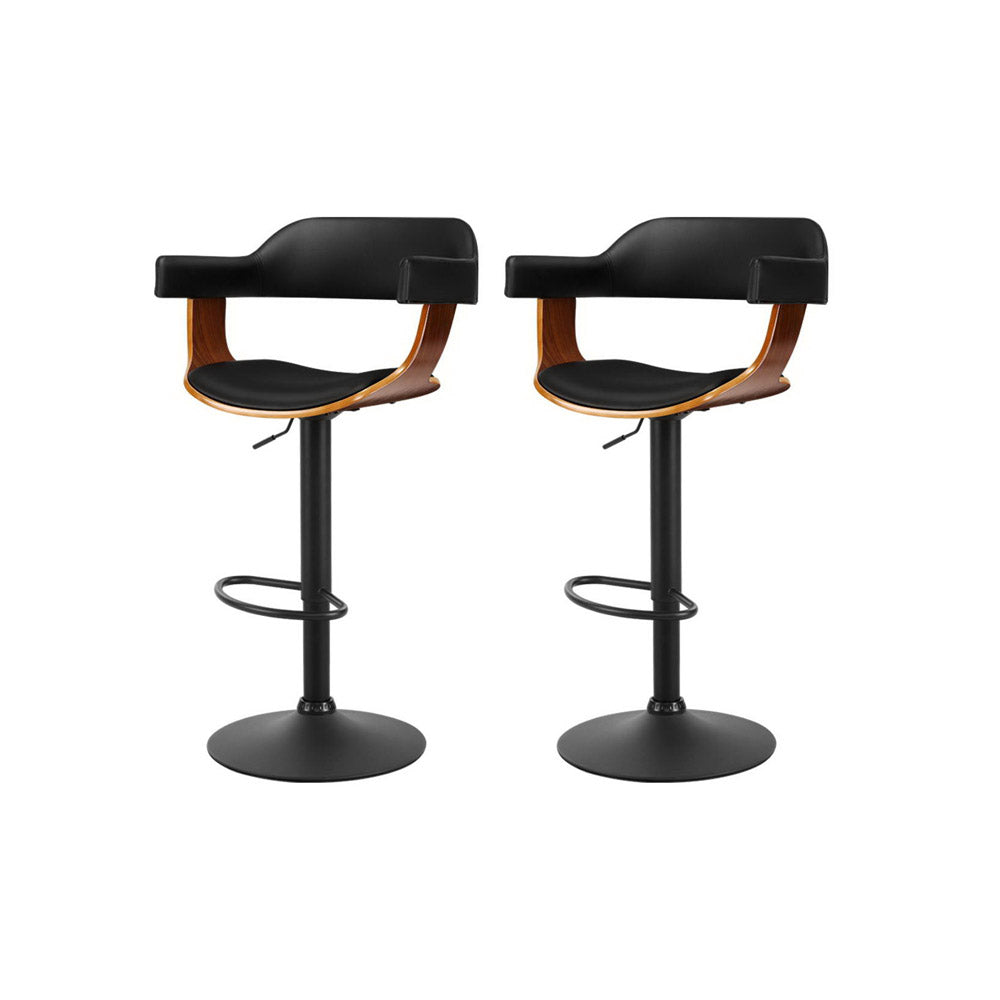 Luxurious Duo: 2X Gas Lift Leather Bar Stool Chairs for a Chic Kitchen Ambiance